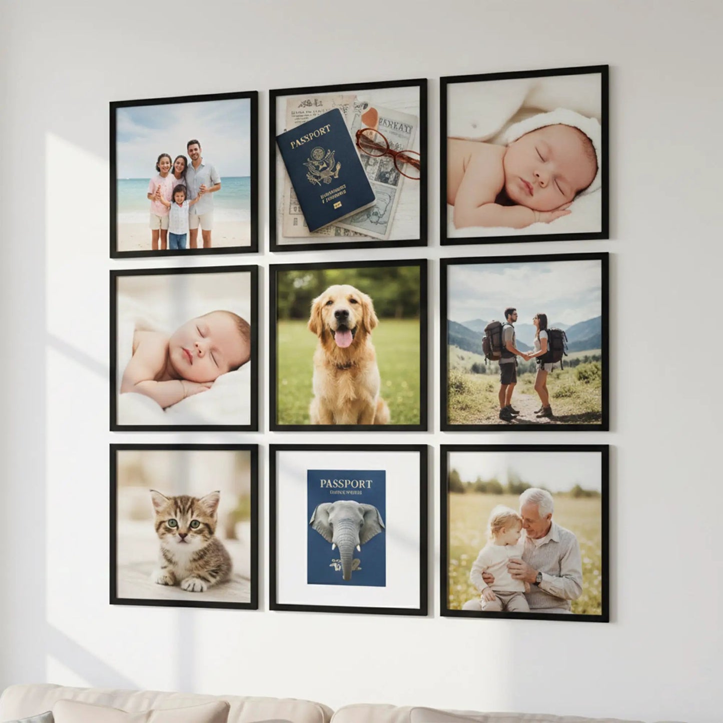 Photo Frame For Wall Decor | Wooden Frames For Wall Decoration | Aesthetic Collage Picture Frames | Rectangular Photo Frame For Home Decor Bedroom Office | Pack of 9