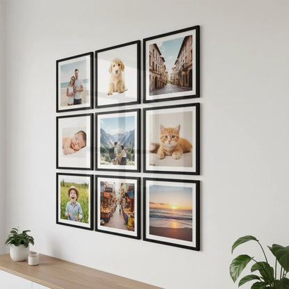 Photo Frame For Wall Decor | Wooden Frames For Wall Decoration | Aesthetic Collage Picture Frames | Rectangular Photo Frame For Home Decor Bedroom Office | Pack of 9