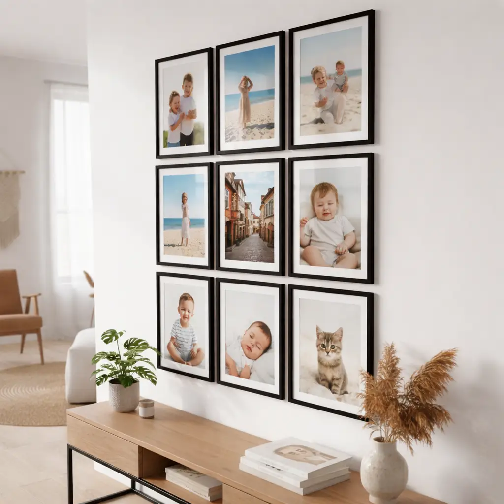 Photo Frame For Wall Decor | Wooden Frames For Wall Decoration | Aesthetic Collage Picture Frames | Rectangular Photo Frame For Home Decor Office | Set of 9