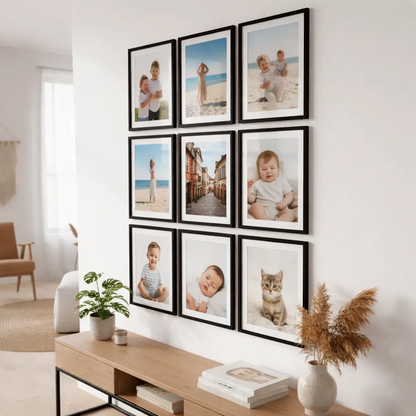 Photo Frame For Wall Decor | Wooden Frames For Wall Decoration | Aesthetic Collage Picture Frames | Rectangular Photo Frame For Home Decor Office | Set of 9