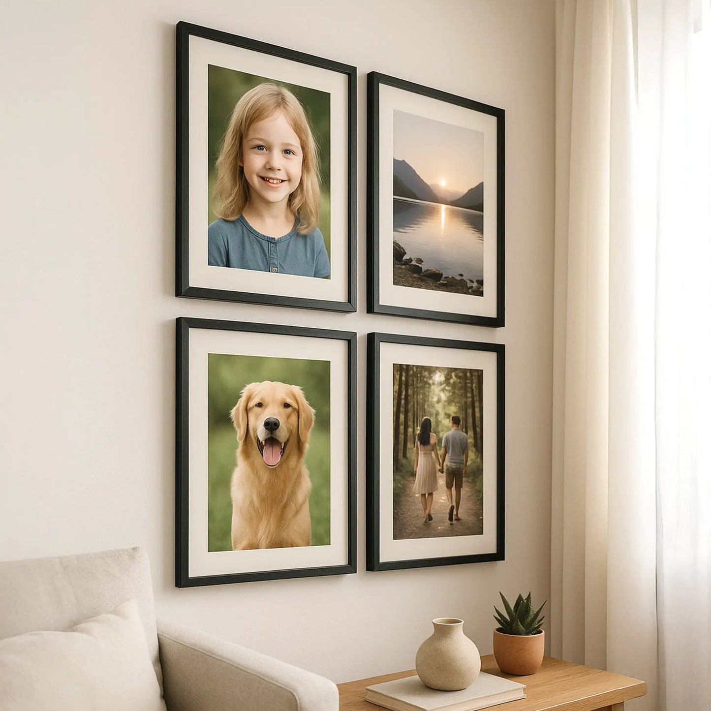 Photo Frame For Wall | Aesthetic Collage Picture Frames For Wall Decor | Rectangular Photo Frames For Home Decor Office Livingroom Bedroom | Set of 4