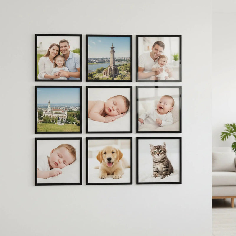 Photo Frame For Wall Decor | Wooden Frames For Wall Decoration | Aesthetic Collage Picture Frames | Rectangular Photo Frame For Home Decor Bedroom Office | Pack of 9