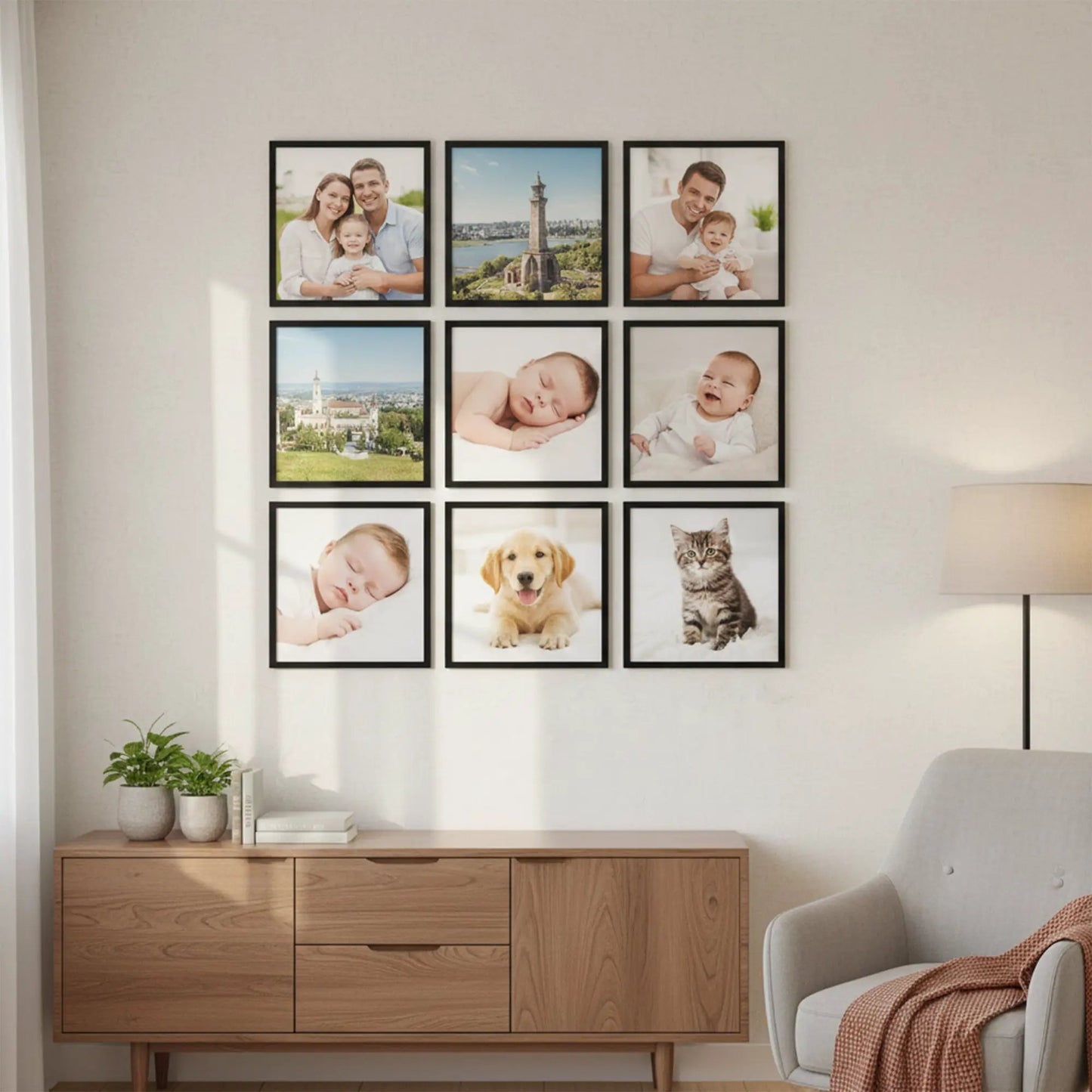 Photo Frame For Wall Decor | Wooden Frames For Wall Decoration | Aesthetic Collage Picture Frames | Rectangular Photo Frame For Home Decor Bedroom Office | Pack of 9