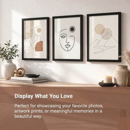 Photo Frame for Wall Decoration | Wooden Aesthetic Frame for Bedroom | Certificate Frame | Photo Frame for Certificate A4 Size Office Use Set of 3