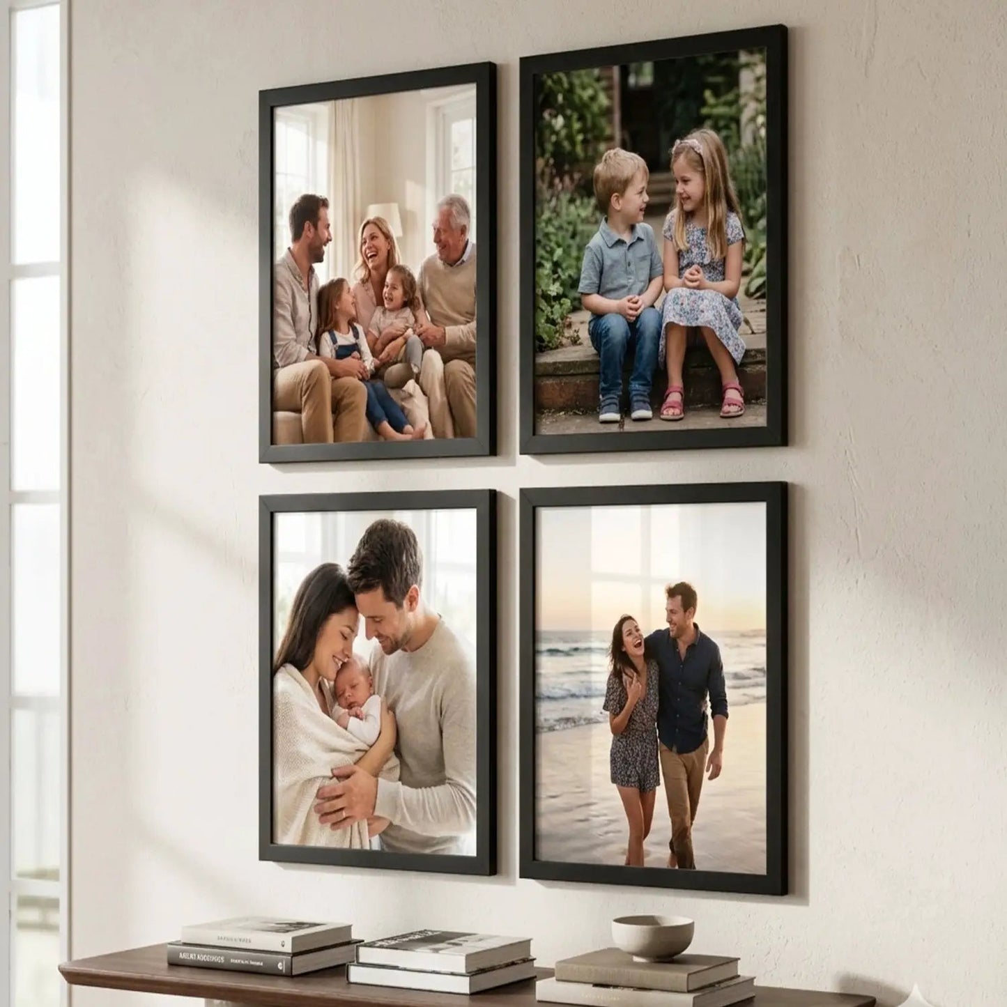 Photo Frame for Wall Decor | Wooden Frame for Living Room Office | Certificate Frame A4 Size | Aesthetic Home Decor Bedroom Frame Set of 4