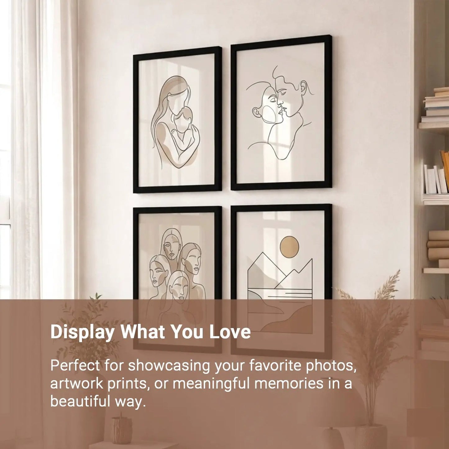Photo Frame for Wall Decor | Wooden Frame for Living Room Office | Certificate Frame A4 Size | Aesthetic Home Decor Bedroom Frame Set of 4