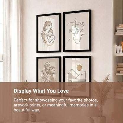 Photo Frame for Wall Decor | Wooden Frame for Living Room Office | Certificate Frame A4 Size | Aesthetic Home Decor Bedroom Frame Set of 4