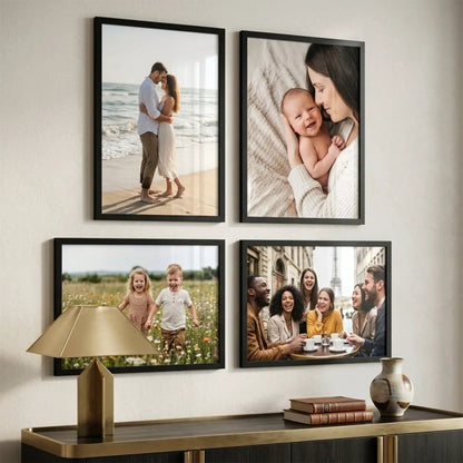 Photo Frame for Wall Decor | Wooden Frame for Living Room Office | Certificate Frame A4 Size | Aesthetic Home Decor Bedroom Frame Set of 4