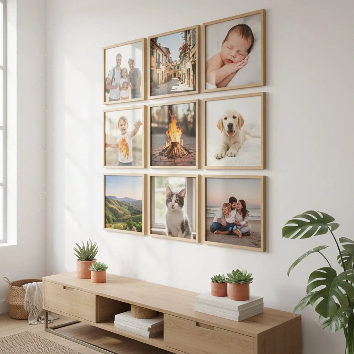Photo Frame For Wall Decor | Wooden Frames For Wall Decoration | Aesthetic Collage Picture Frames | Rectangular Photo Frame For Home Decor Bedroom Office | Pack of 9