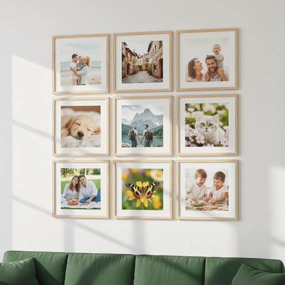 Photo Frame For Wall Decor | Wooden Frames For Wall Decoration | Aesthetic Collage Picture Frames | Rectangular Photo Frame For Home Decor Bedroom Office | Pack of 9