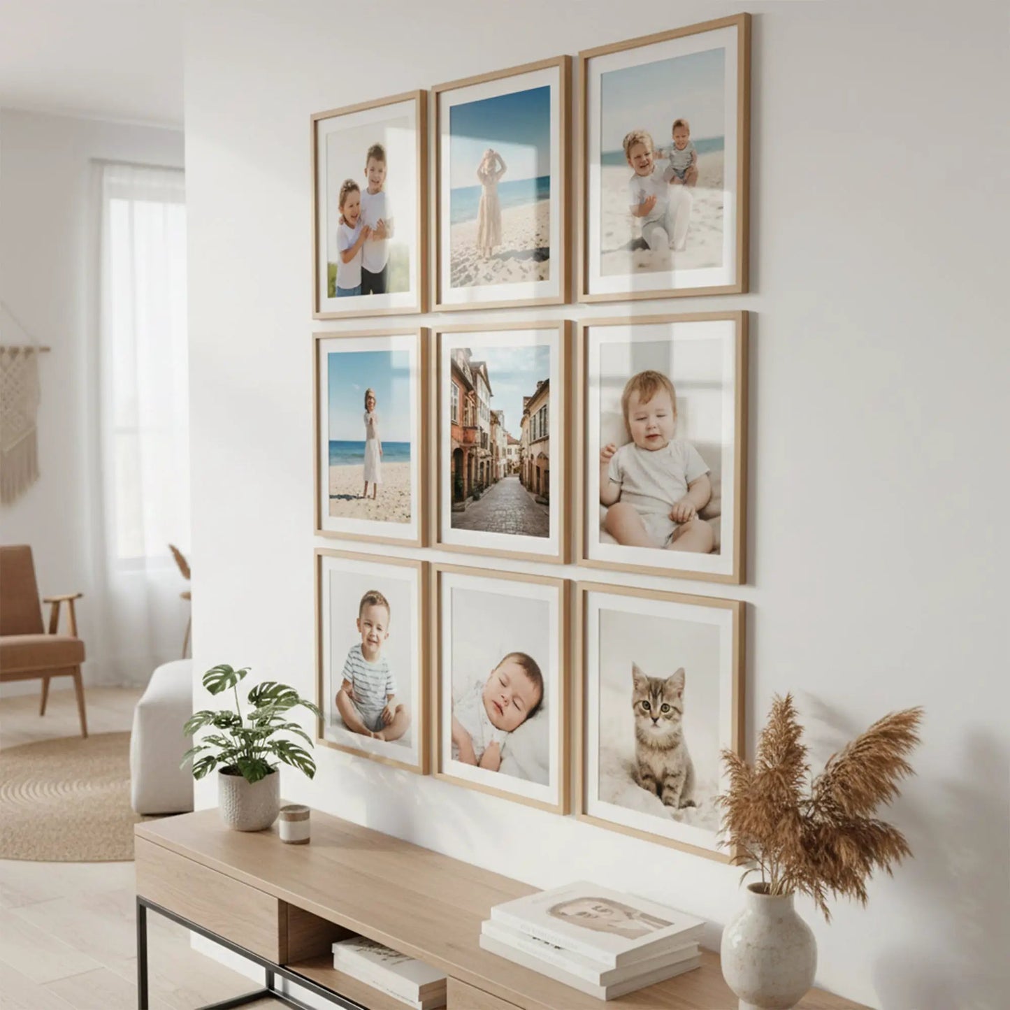 Photo Frame For Wall Decor | Wooden Frames For Wall Decoration | Aesthetic Collage Picture Frames | Rectangular Photo Frame For Home Decor Office | Set of 9