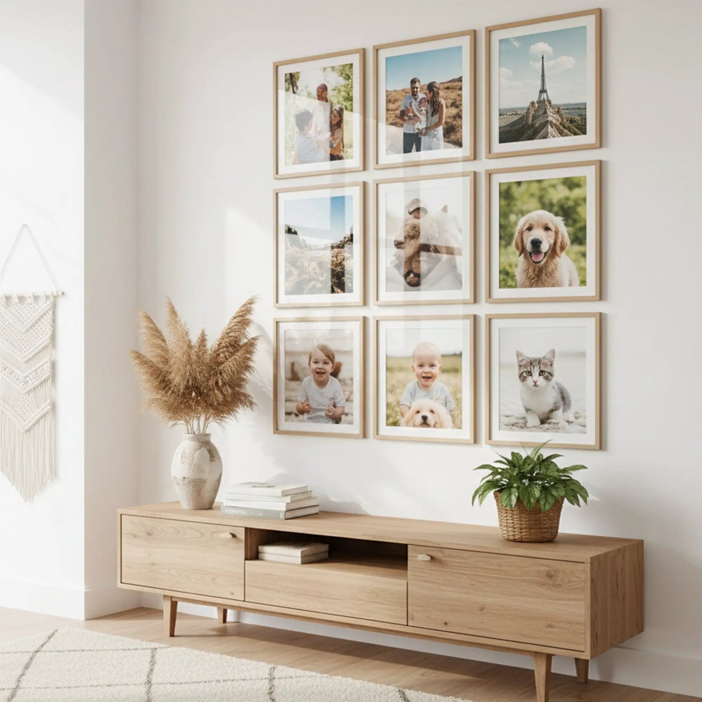 Photo Frame For Wall Decor | Wooden Frames For Wall Decoration | Aesthetic Collage Picture Frames | Rectangular Photo Frame For Home Decor Office | Set of 9