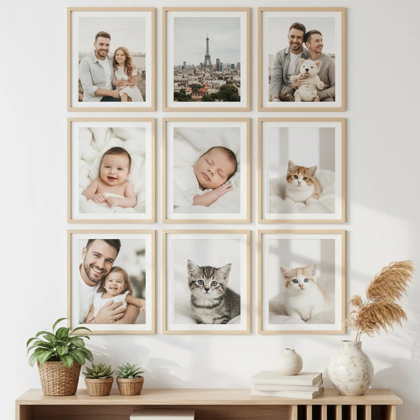 Photo Frame For Wall Decor | Wooden Frames For Wall Decoration | Aesthetic Collage Picture Frames | Rectangular Photo Frame For Home Decor Office | Set of 9