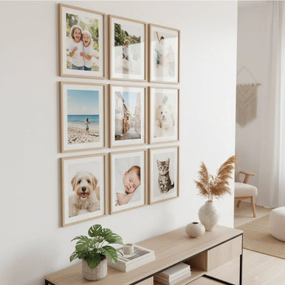 Photo Frame For Wall Decor | Wooden Frames For Wall Decoration | Aesthetic Collage Picture Frames | Rectangular Photo Frame For Home Decor Office | Set of 9