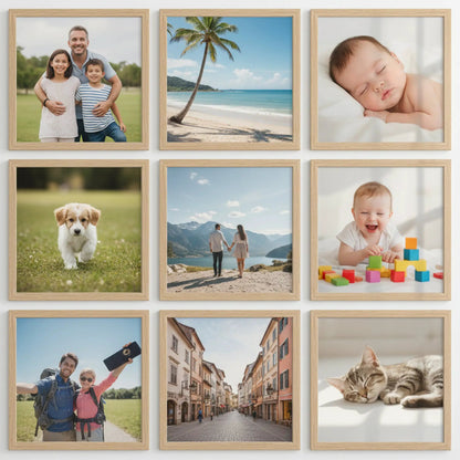 Photo Frame For Wall Decor | Wooden Frames For Wall Decoration | Aesthetic Collage Picture Frames | Rectangular Photo Frame For Home Decor Bedroom Office | Pack of 9