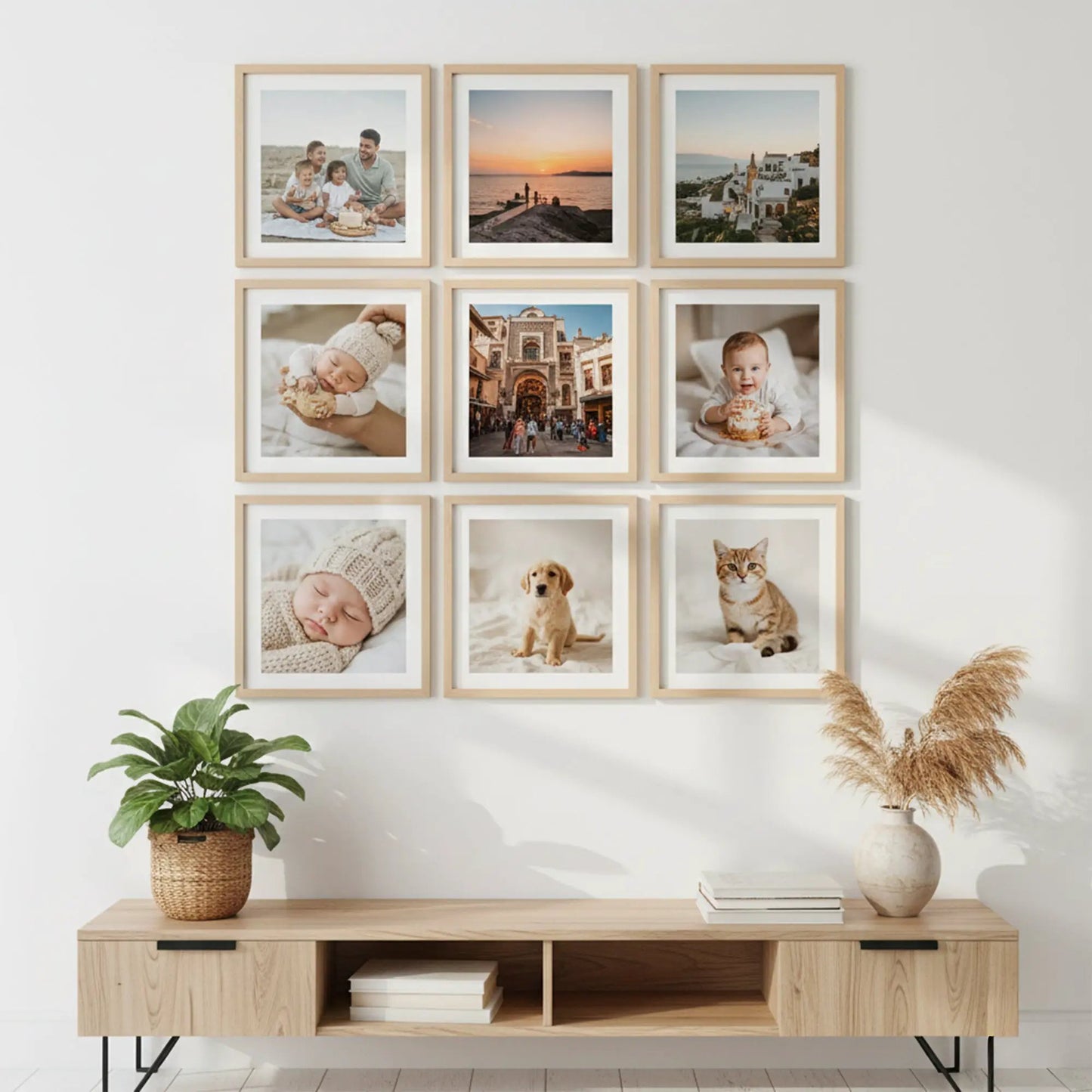 Photo Frame For Wall Decor | Wooden Frames For Wall Decoration | Aesthetic Collage Picture Frames | Rectangular Photo Frame For Home Decor Bedroom Office | Pack of 9