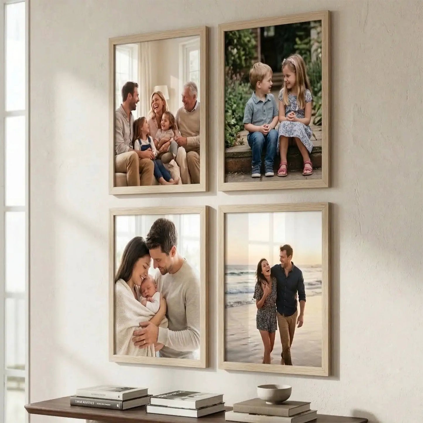 Photo Frame for Wall Decor | Wooden Frame for Living Room Office | Certificate Frame A4 Size | Aesthetic Home Decor Bedroom Frame Set of 4