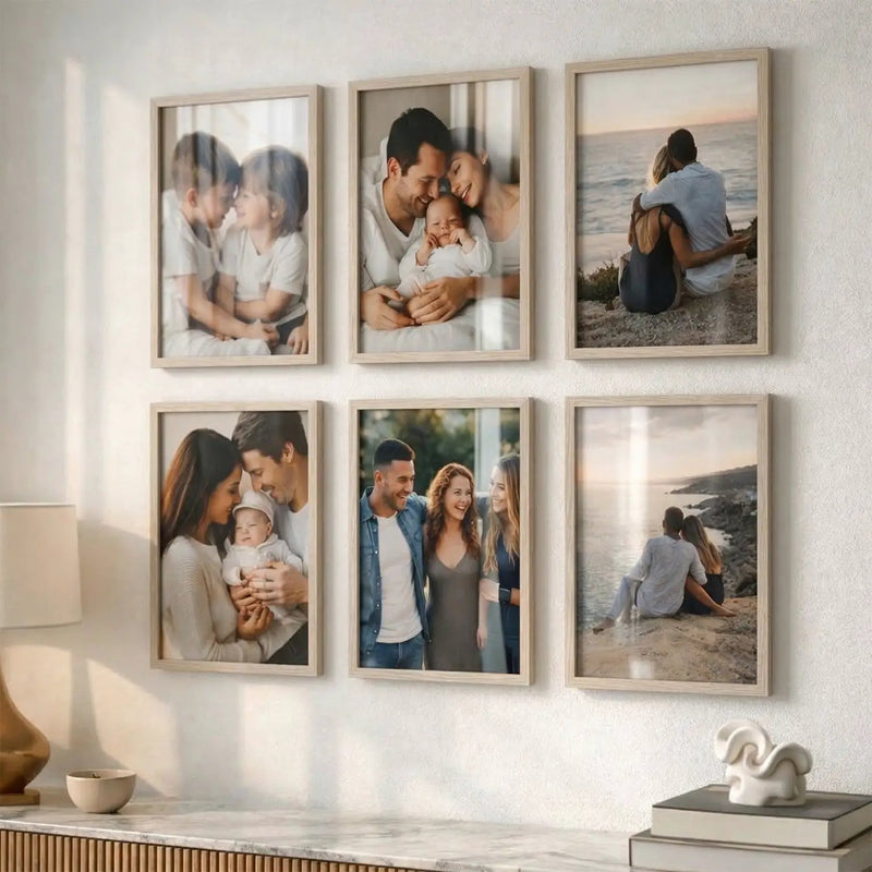 Wooden Photo Frame for Wall Decor | Aesthetic Frame for Living Room & Office | Certificate Frame A4 Size | Photo Frame for Home Decoration Set of 6
