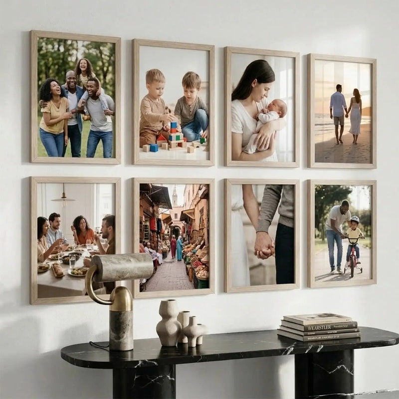 Aesthetic Photo Frame for Wall Decoration | Wooden Frames for Bedroom Living Room | Certificate Frame | Photo Frame for Certificate A4 Size Set of 8