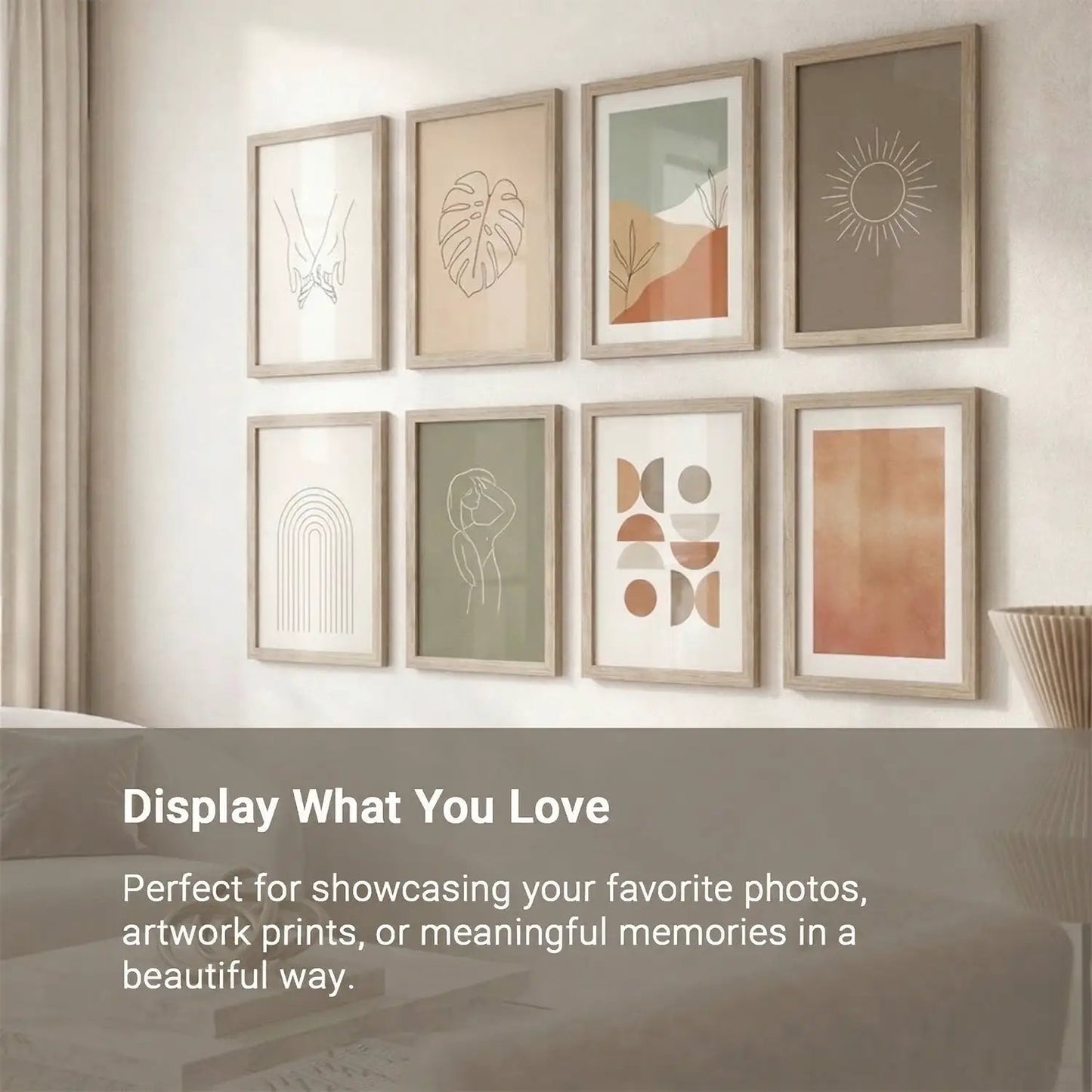 Aesthetic Photo Frame for Wall Decoration | Wooden Frames for Bedroom Living Room | Certificate Frame | Photo Frame for Certificate A4 Size Set of 8