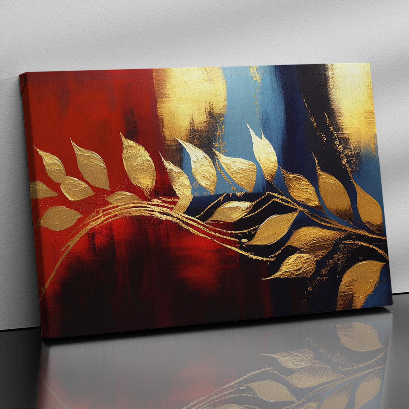 Modern Art Canvas Painting - Red and Golden Abstract Art Canvas for Living Room Wall Decor-Kotart