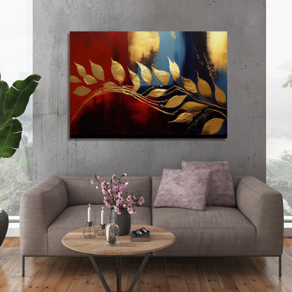 Modern Art Canvas Painting - Red and Golden Abstract Art Canvas for Living Room Wall Decor-Kotart