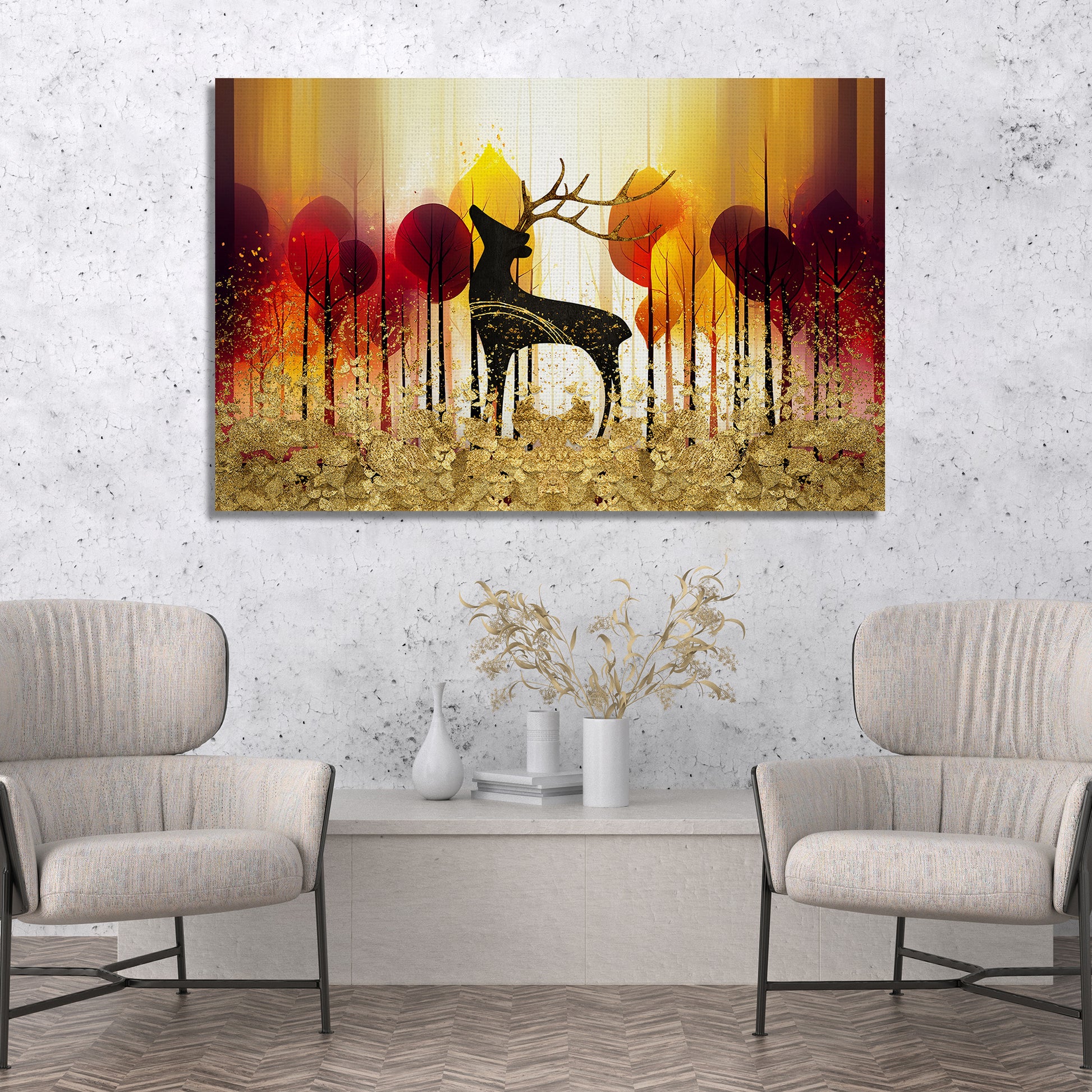 Modern Art Canvas Painting - Beautiful Vibrant Deer Canvas Art