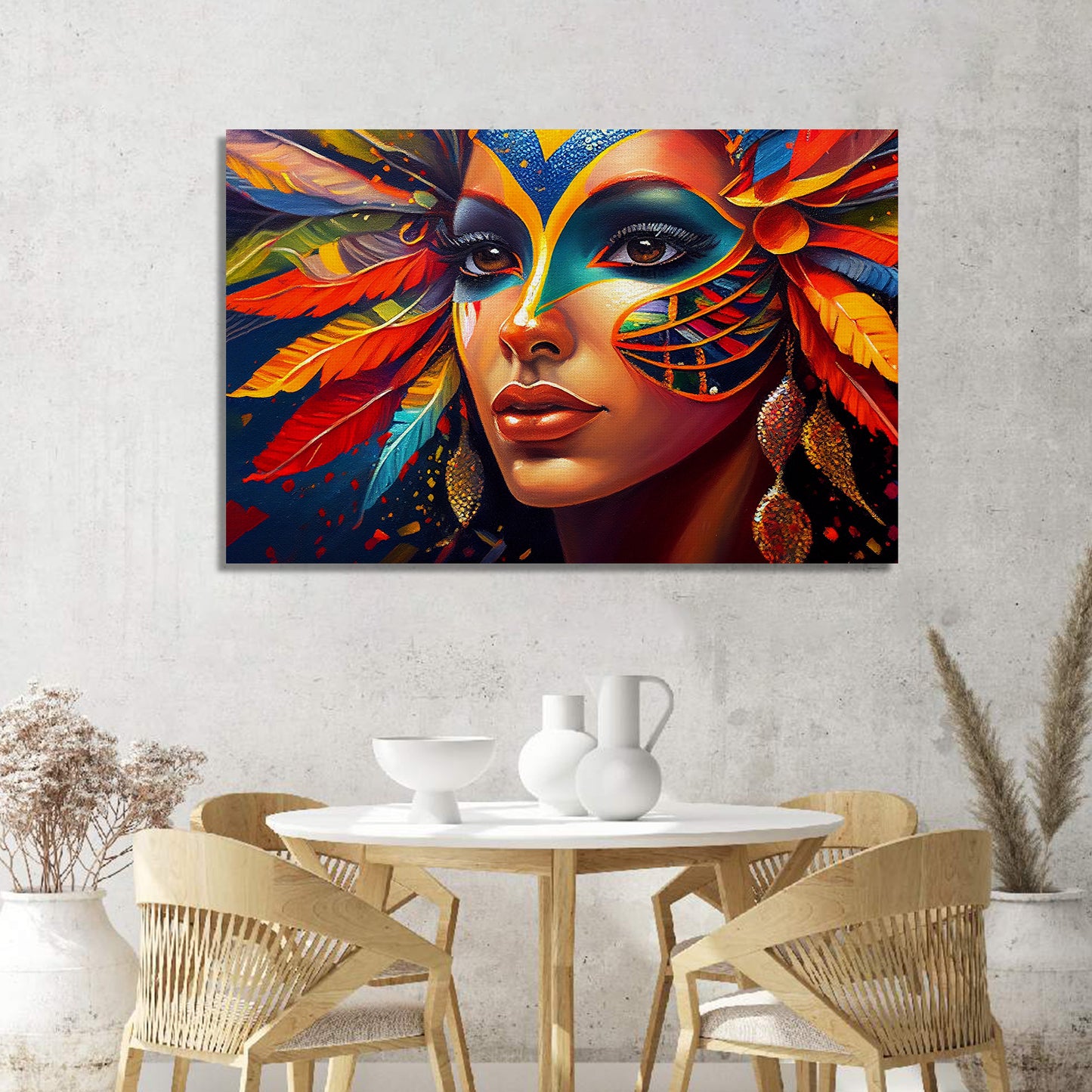 Vibrant Colors Ethnic Brazilian Women Art Canvas Painting – Kotart