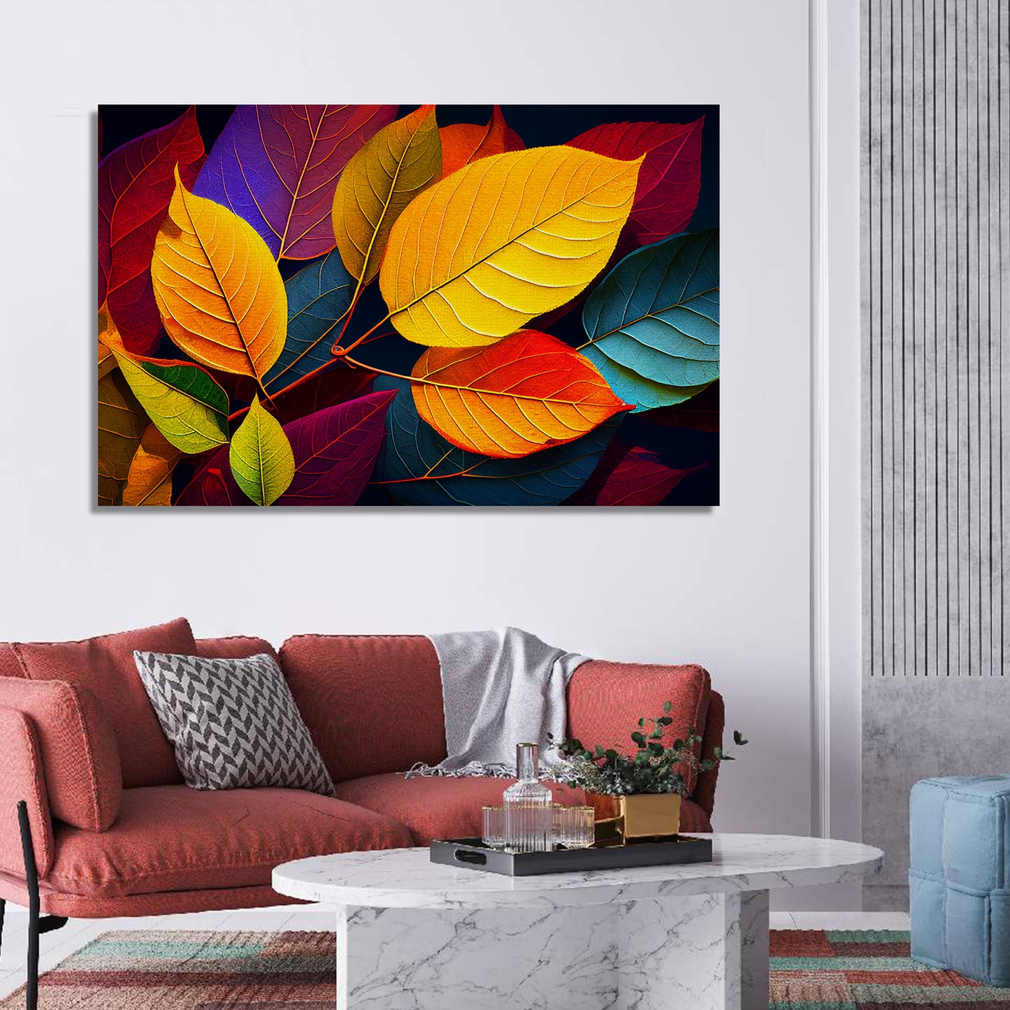 Nature Inspired Colorful Leaf Art Canvas Paintings-Kotart