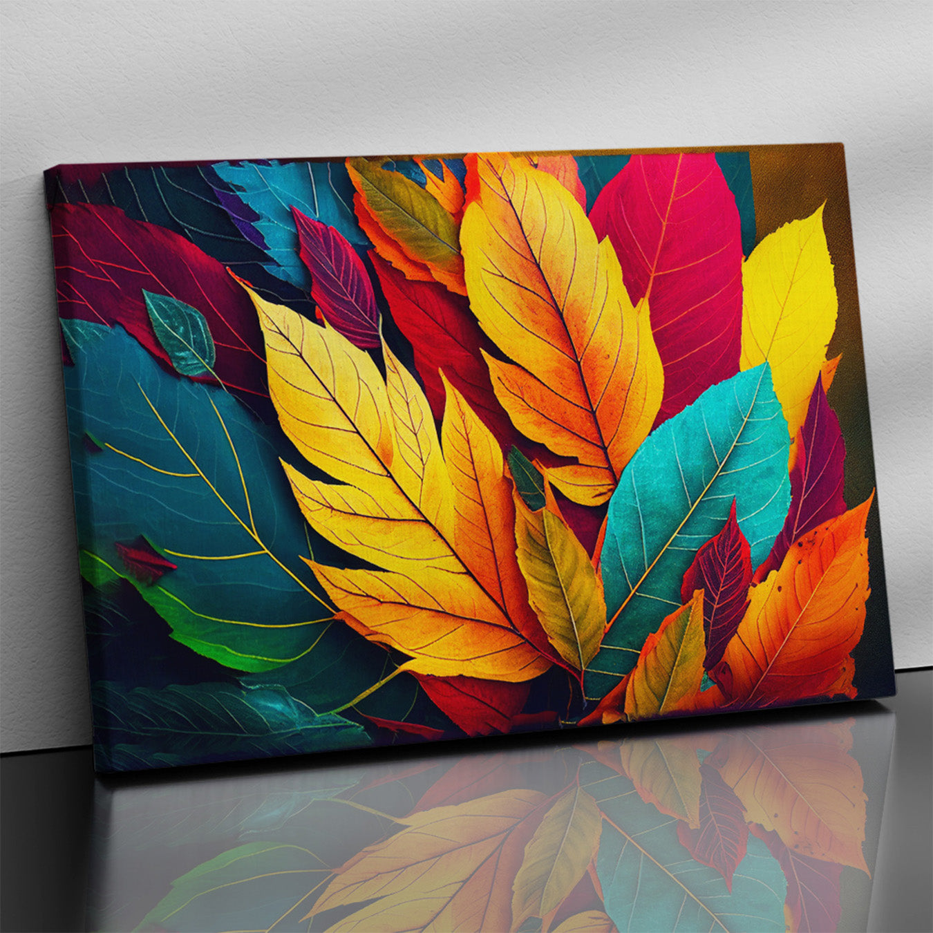 Nature Inspired Colorful Leaf Art Canvas Paintings-Kotart