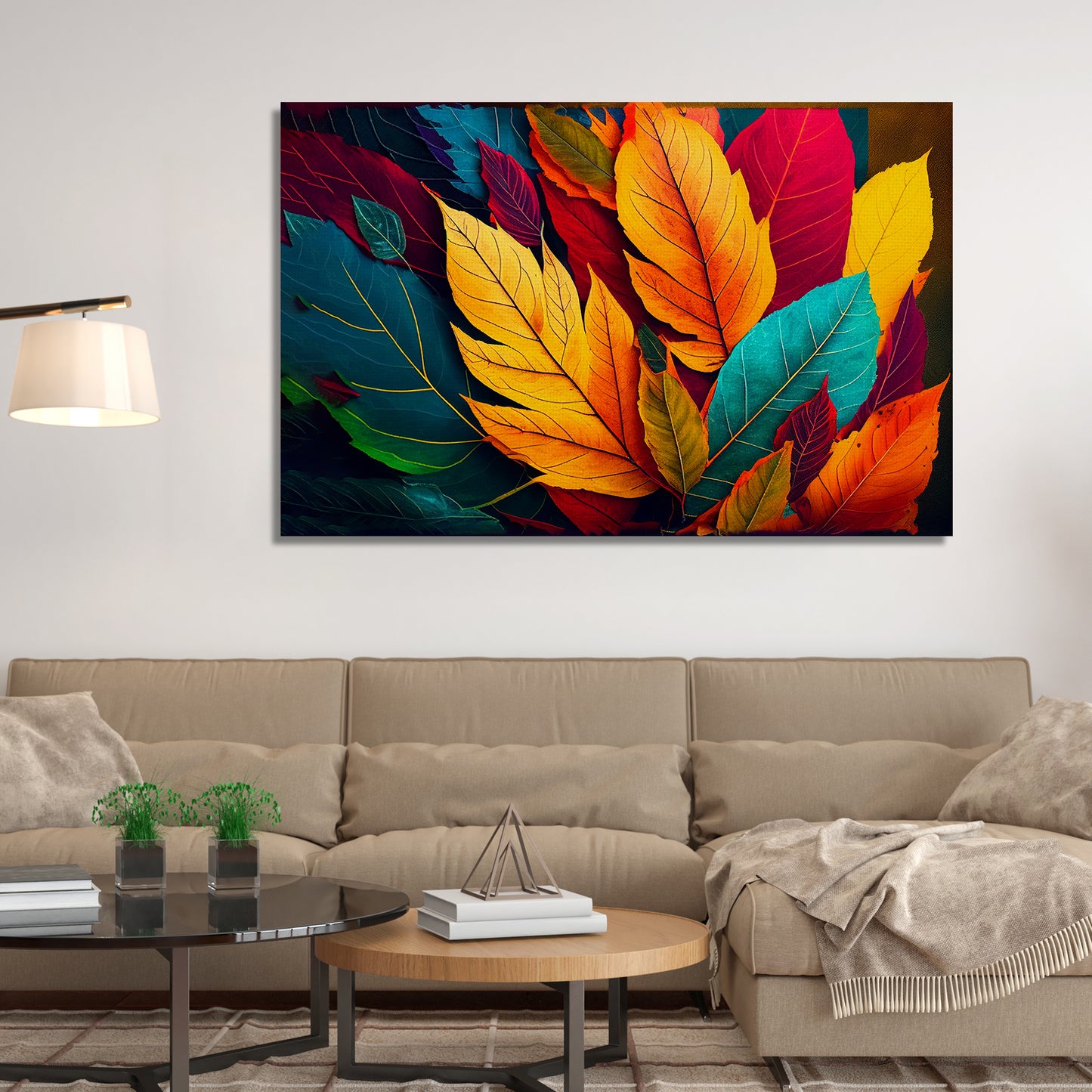 Nature Inspired Colorful Leaf Art Canvas Paintings-Kotart