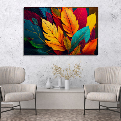 Nature Inspired Colorful Leaf Art Canvas Paintings-Kotart