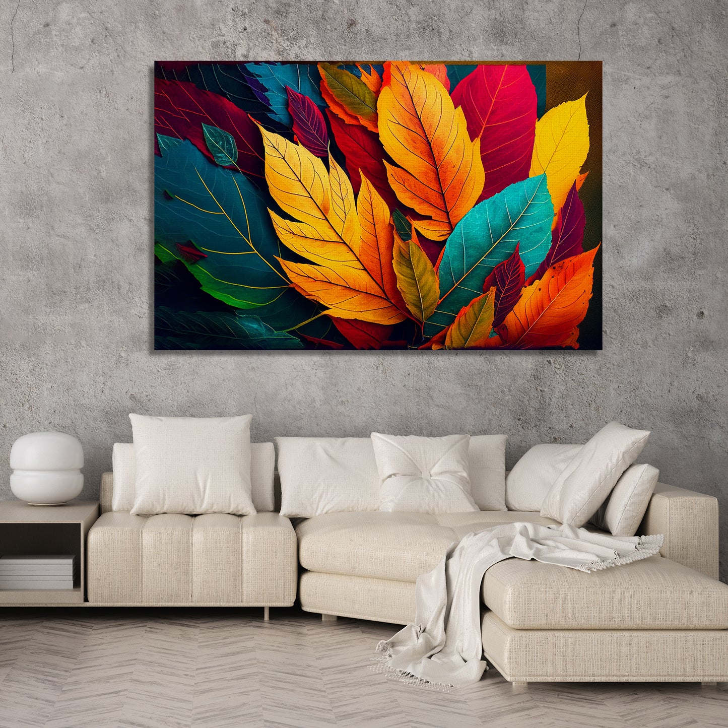 Nature Inspired Colorful Leaf Art Canvas Paintings-Kotart