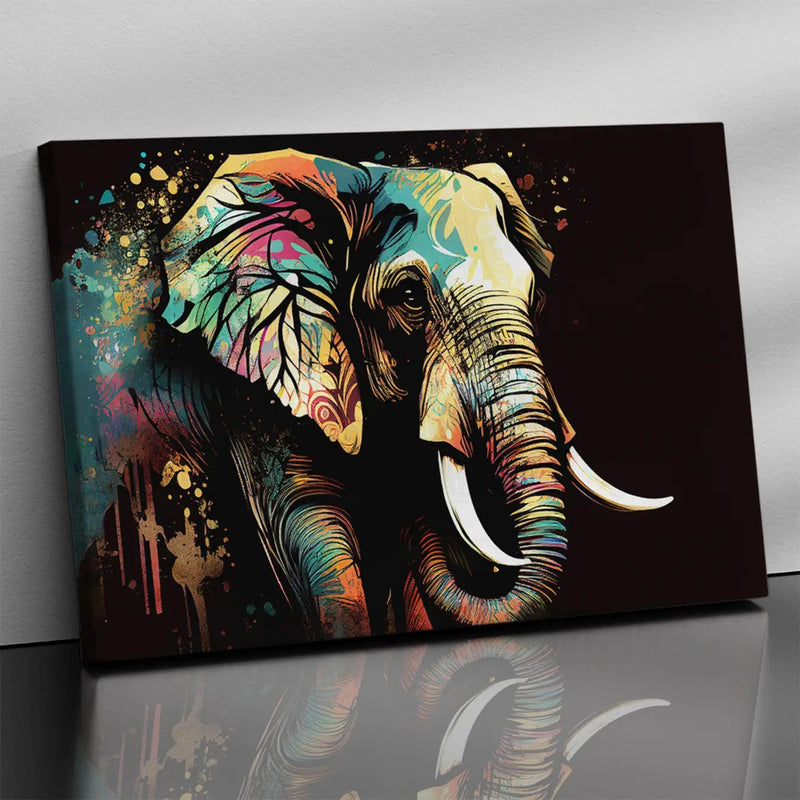 Colorful Elephant Art Canvas Painting-Kotart