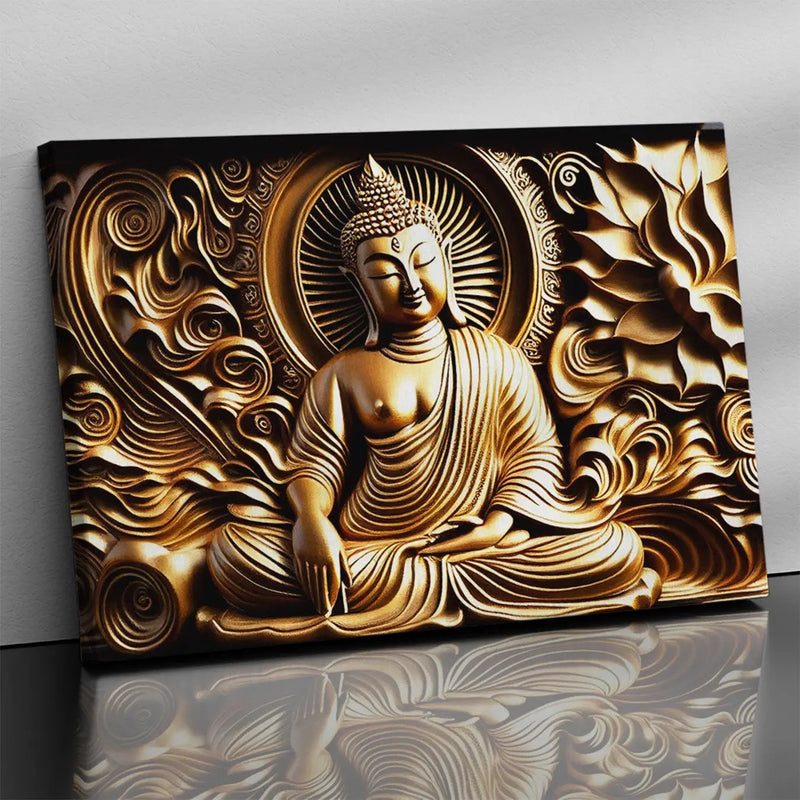 Golden Buddha Printed Canvas Painting-Kotart