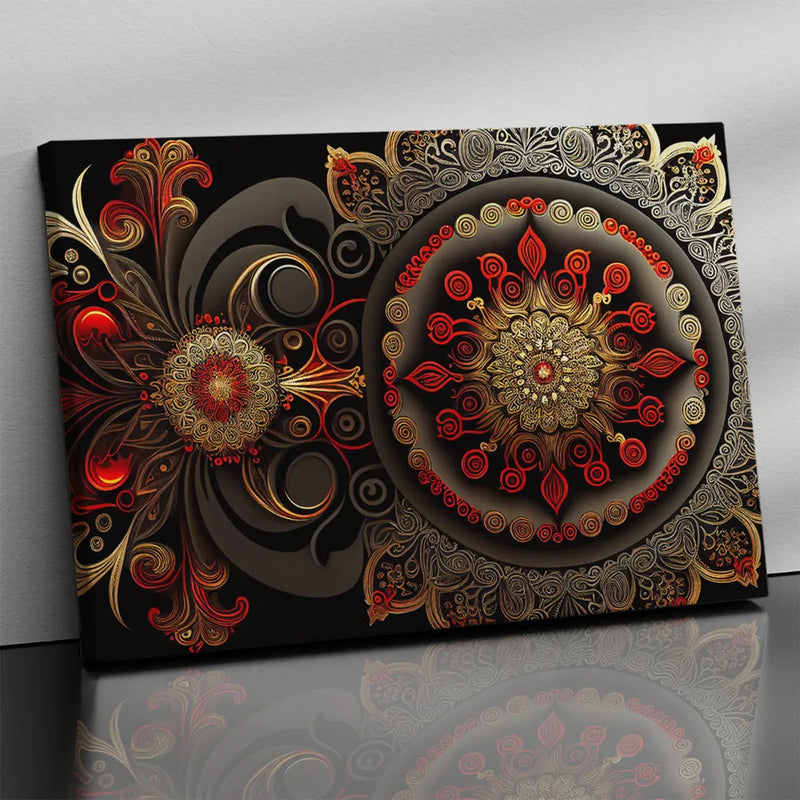 Modern Mandala Art Canvas Painting for Home Living Room and Office Wall Decor - Red-Kotart