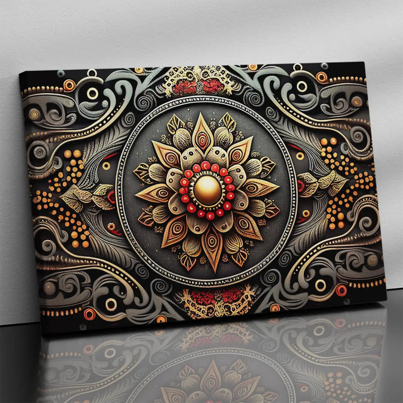 Modern Mandala Art Canvas Painting for Home Living Room and Office Wall Decor - Red-Kotart