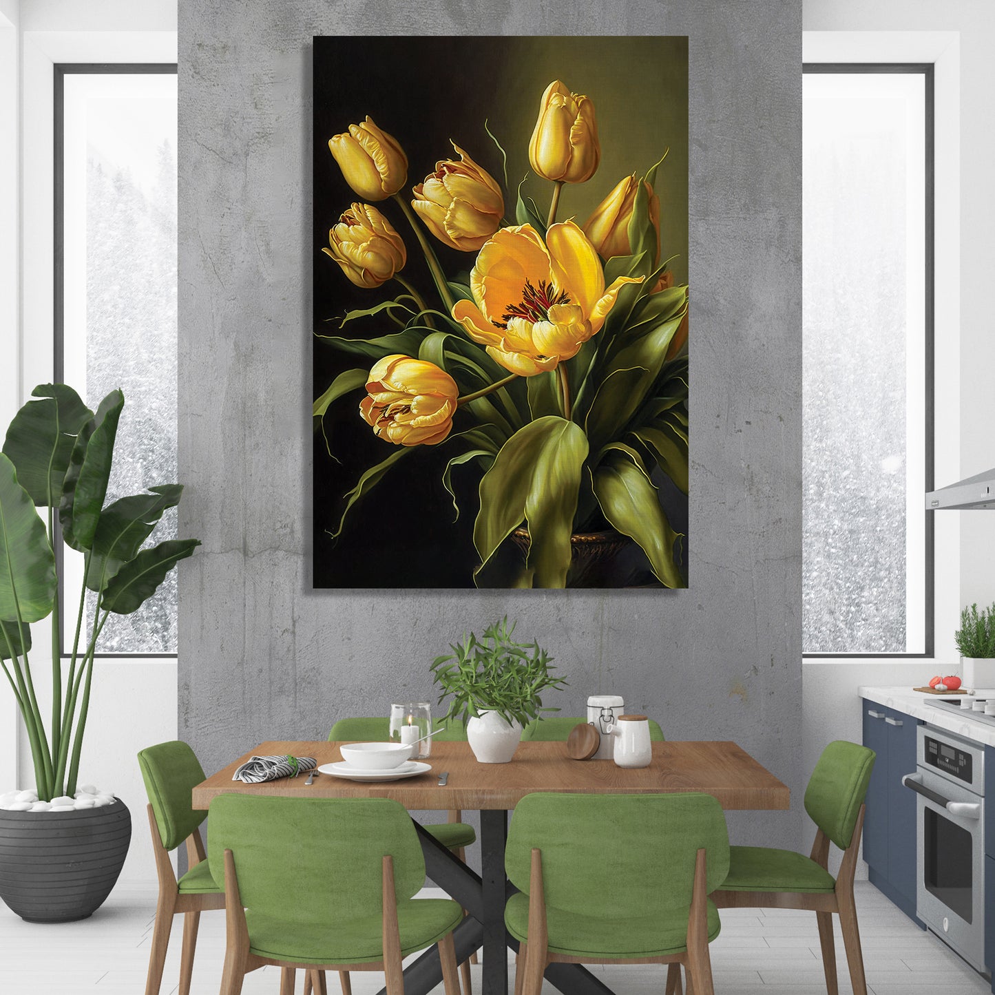 Yellow Floral Canvas Painting for Living Room Bedrooms Home and Office Wall-Kotart