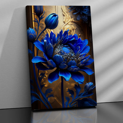 Magnificent Vibrant Blue Flower Canvas Painting for Living Room Bedroom Home Wall Decor-Kotart