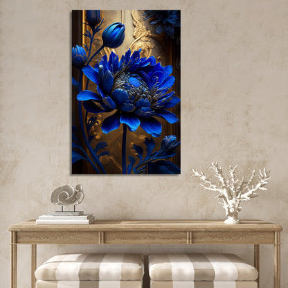 Magnificent Vibrant Blue Flower Canvas Painting for Living Room Bedroom Home Wall Decor-Kotart