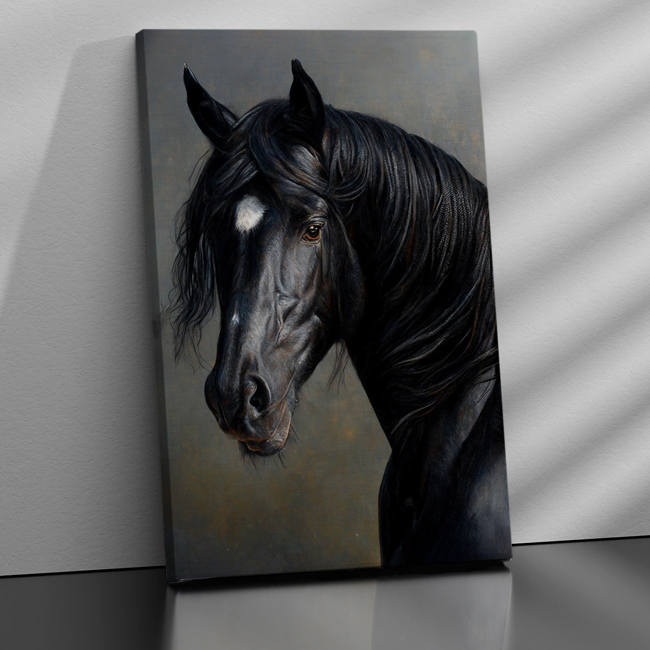 Classic Black Horse Canvas Painting for Living Room Bedroom Wall Decor-Kotart