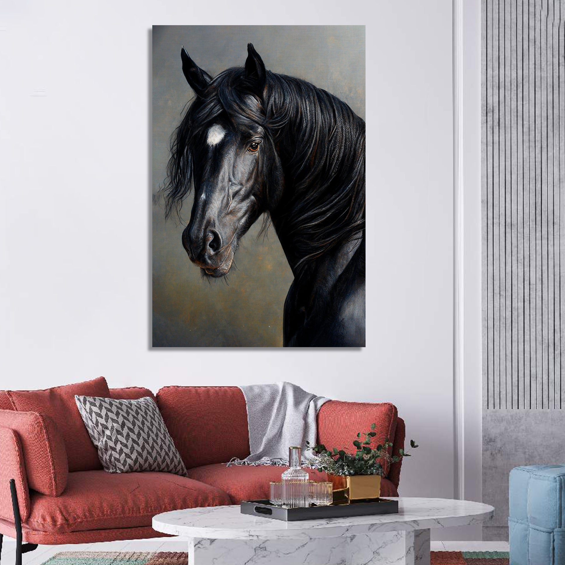 Classic Black Horse Canvas Painting for Living Room Bedroom Wall Decor-Kotart