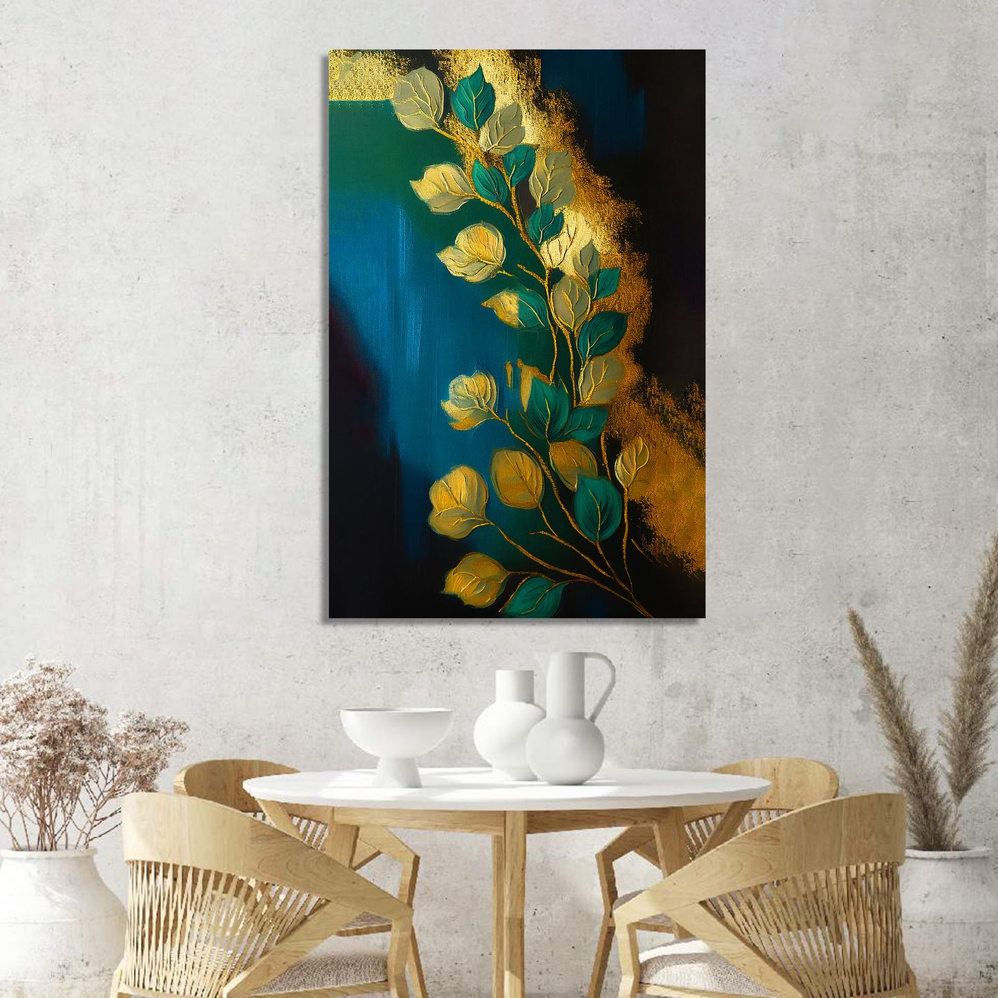 Green and Golden Luxury Canvas Painting for Living Room Bedroom Wall Decor-Kotart