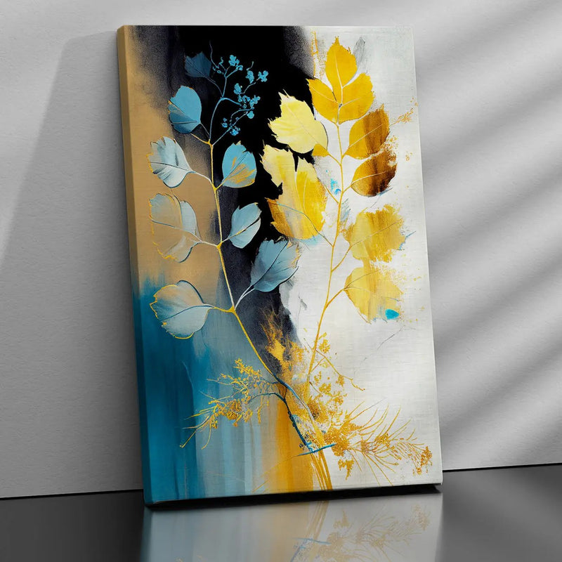 Abstract Art Blue and Golden Color Canvas Painting for Home and Office Wall Decor-Kotart