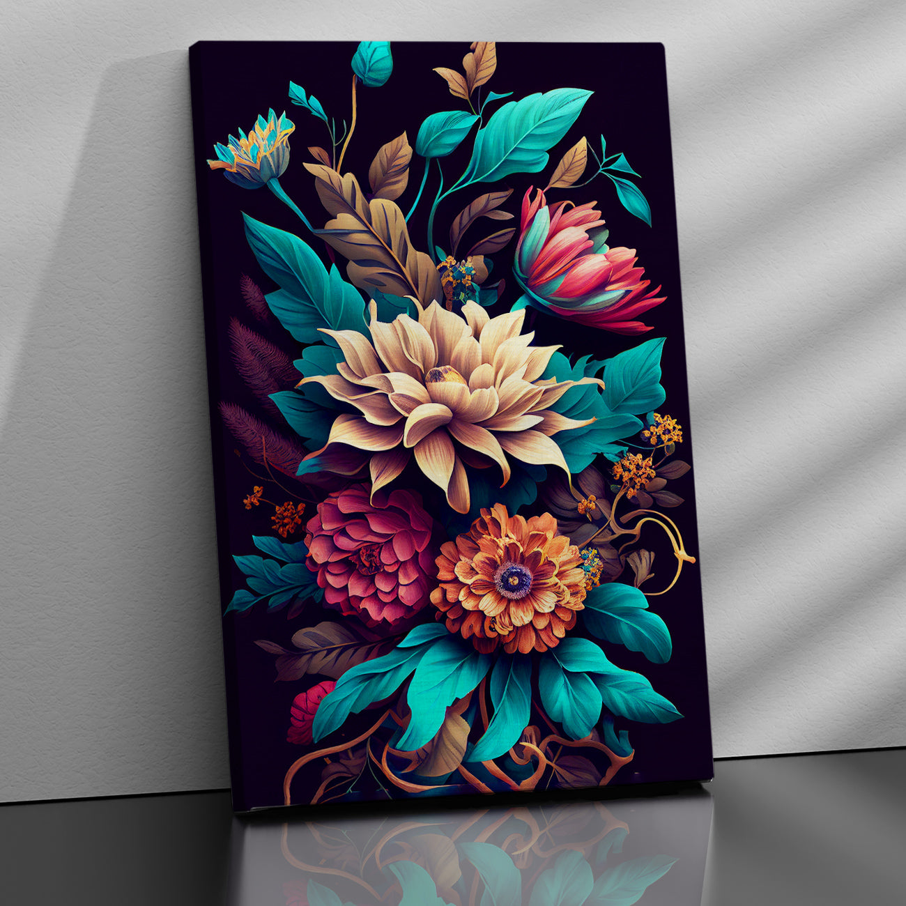 Vibrant Colors Floral Canvas Painting for Wall Decoration - Kotart