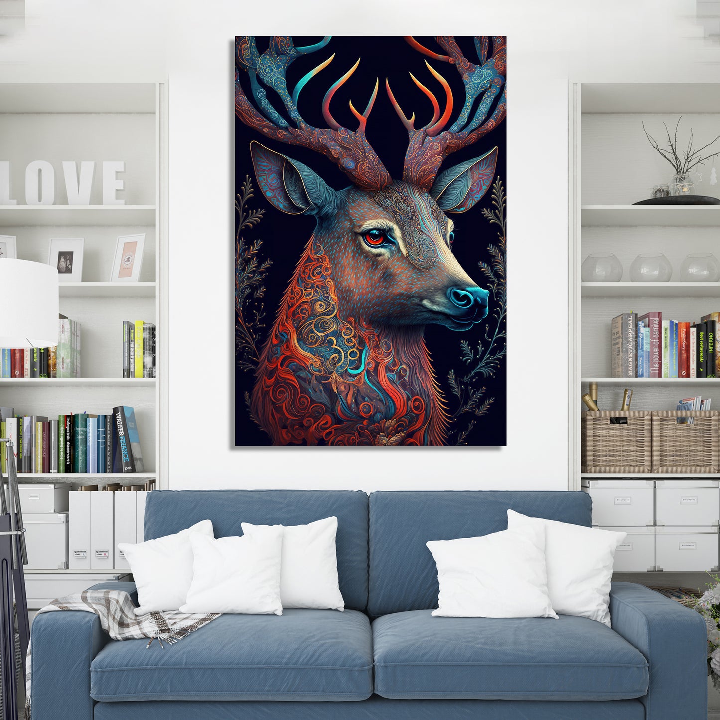 Vibrant Deer Canvas Painting for Wall Decor-Kotart