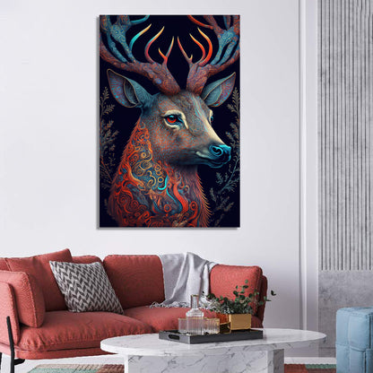 Vibrant Deer Canvas Painting for Wall Decor-Kotart