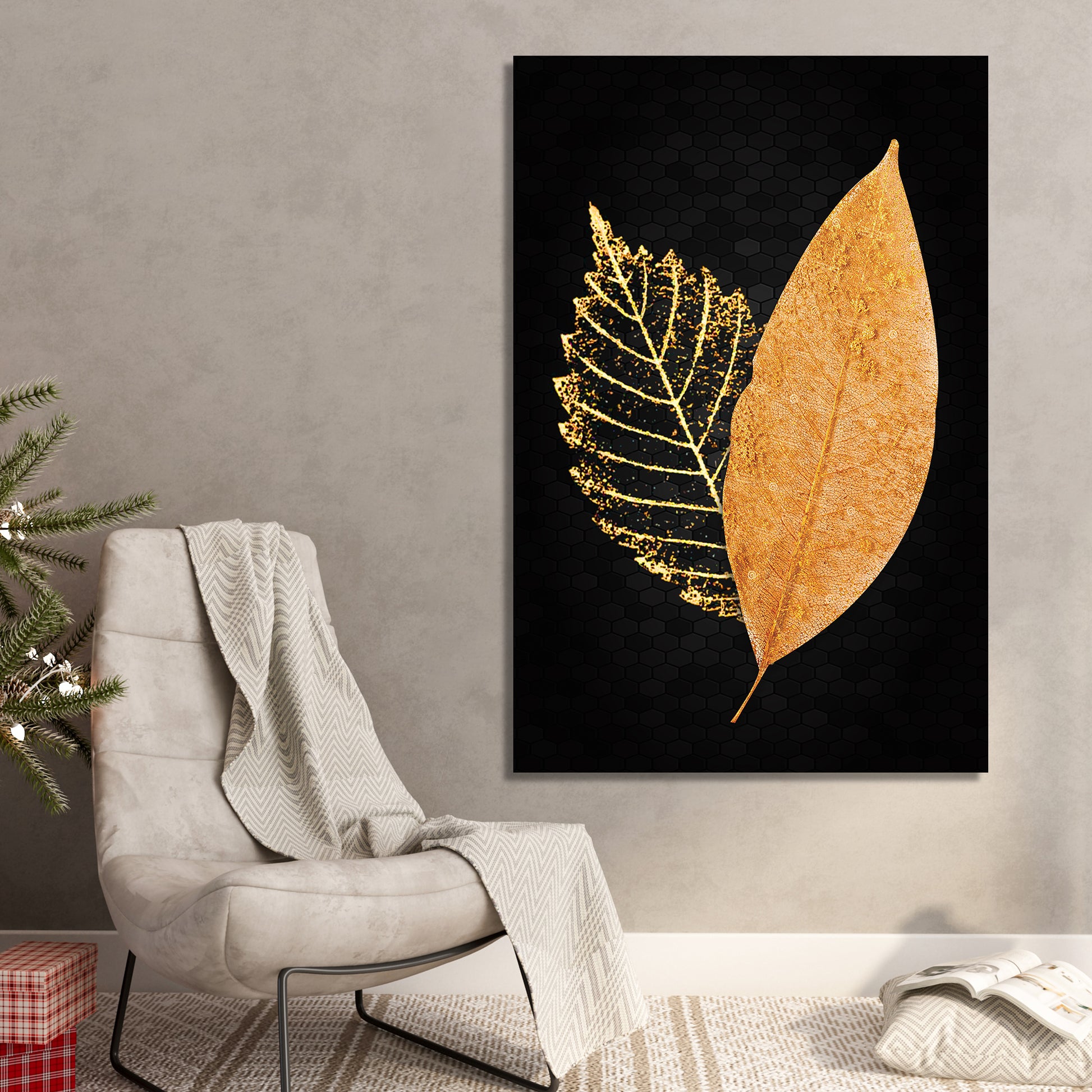 Classic Black and Golden Canvas Painting - Luxury Golden Canvas for Living Room Wall Decor-Kotart