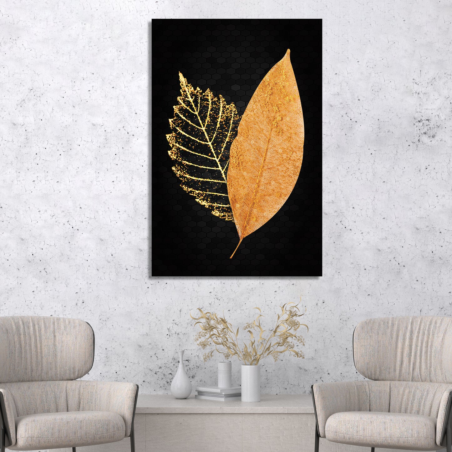 Classic Black and Golden Canvas Painting - Luxury Golden Canvas for Living Room Wall Decor-Kotart