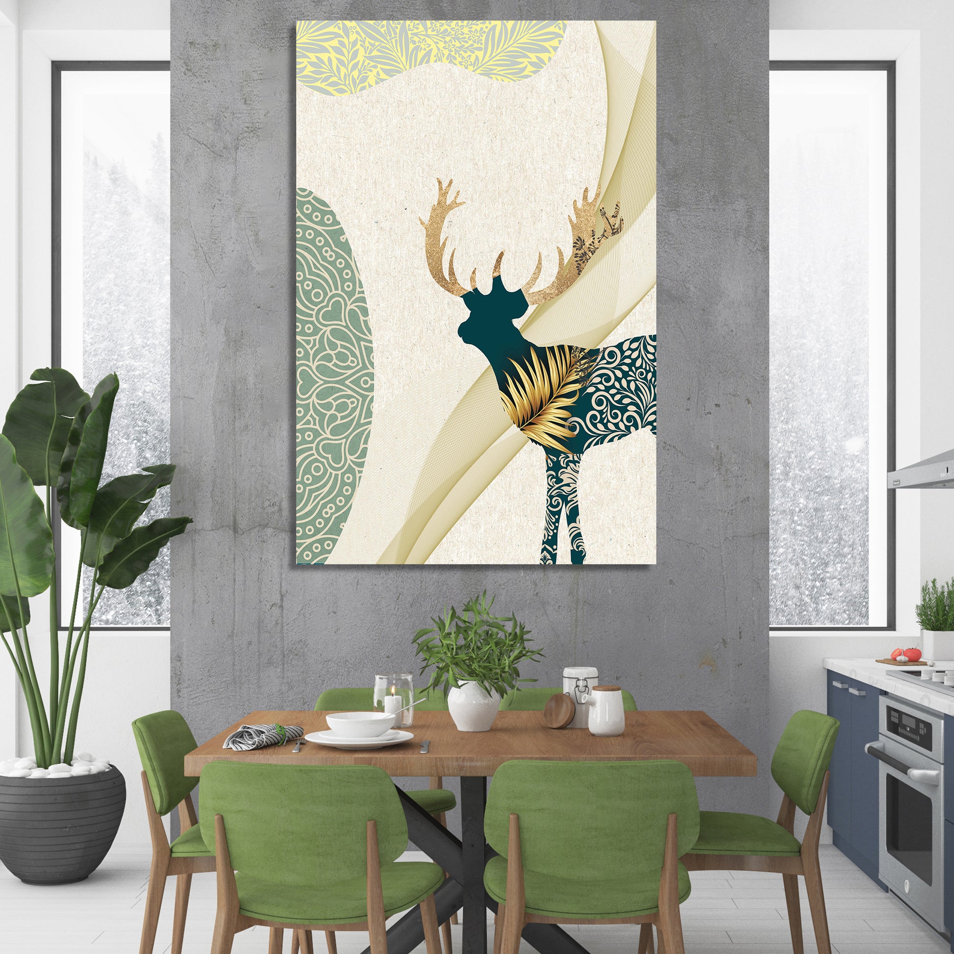 Modern Art Canvas Painting - Beautiful Vibrant Deer Canvas Art - Kotart